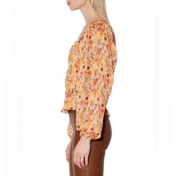 WALTER BAKER Myka Blouse Size Small Orange Floral Cottagecote Boho Coquette NWT - Picture 2 of 12